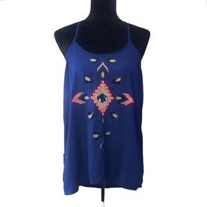 Dina Be Blue Embroidered & Beaded Halter Top size M